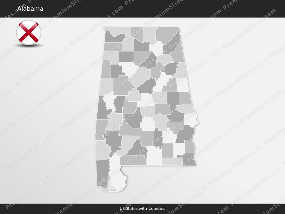 Alabama County Map Template for PowerPoint