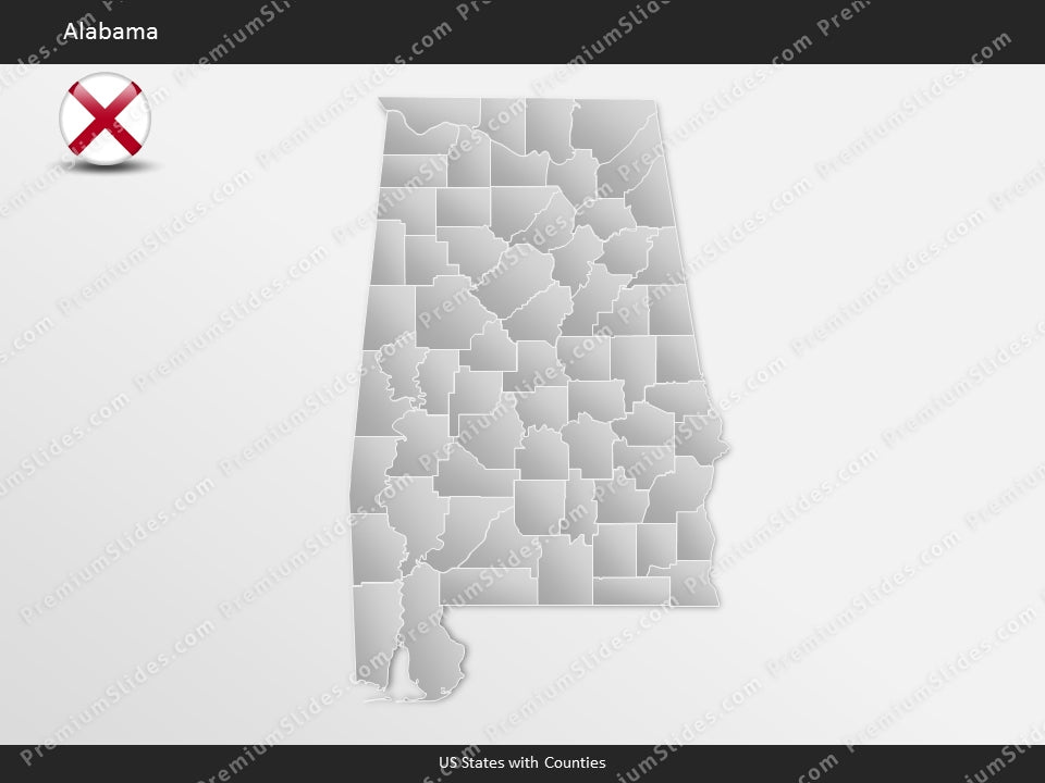 Alabama County Map Template for PowerPoint