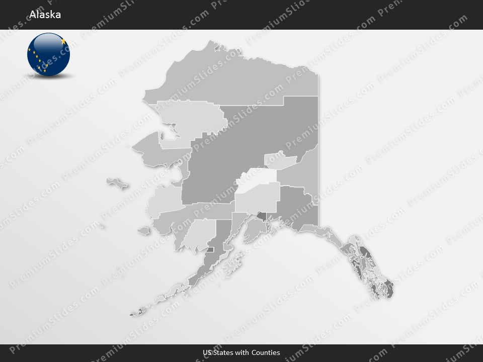 Alaska County Map Template for PowerPoint