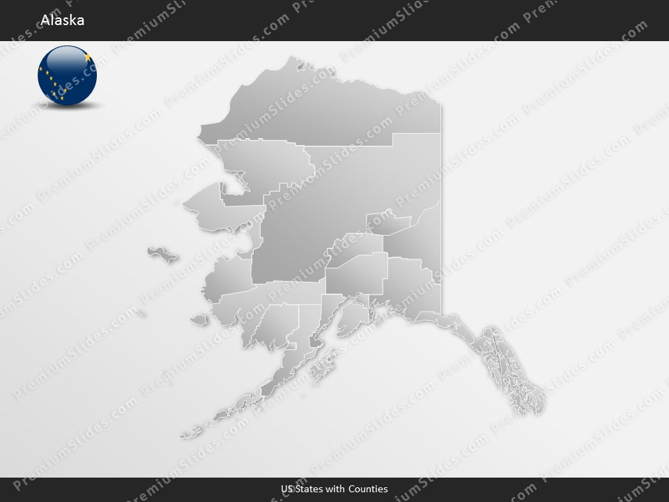 Alaska County Map Template for PowerPoint
