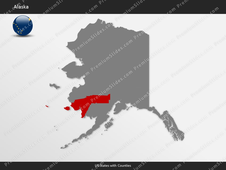 Alaska County Map Template for PowerPoint