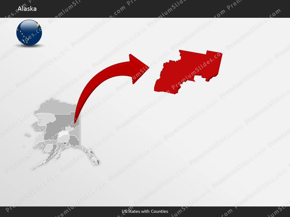 Alaska County Map Template for PowerPoint