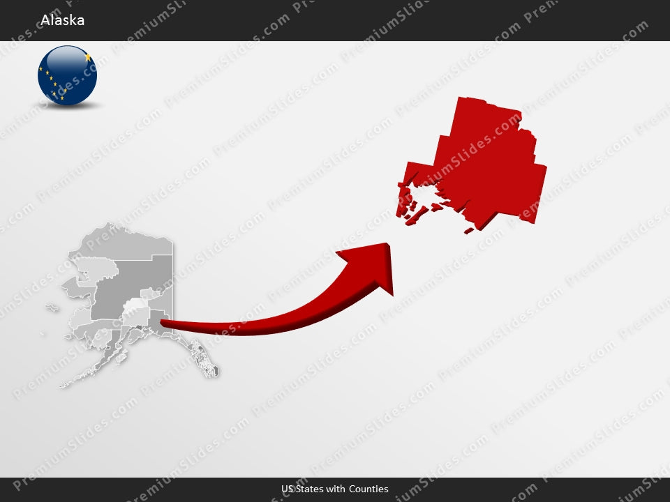 Alaska County Map Template for PowerPoint