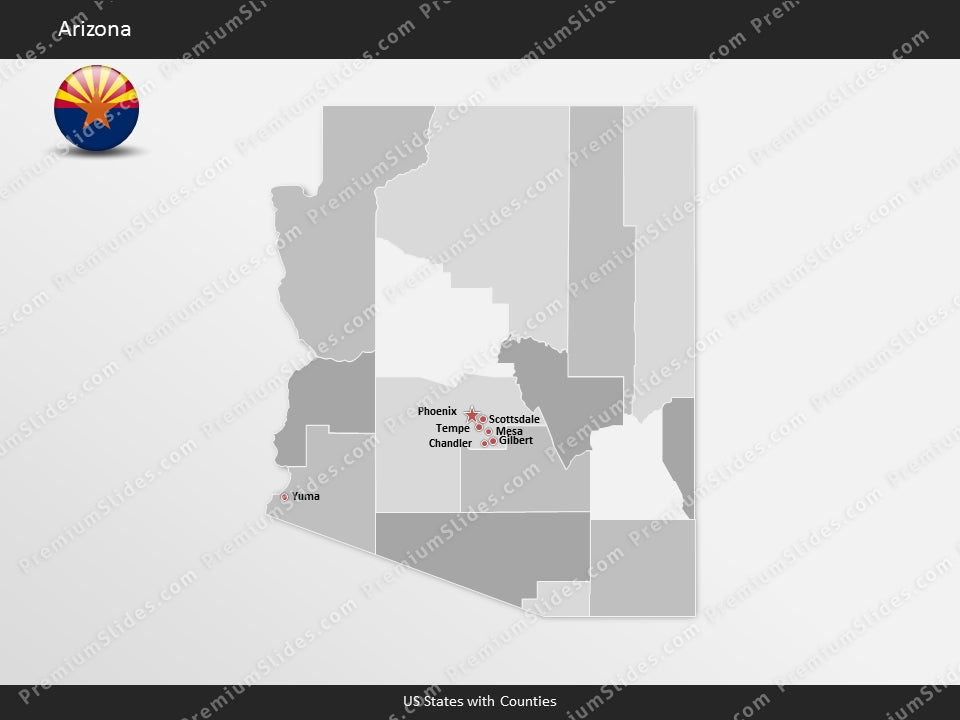 Arizona County Map Template for PowerPoint