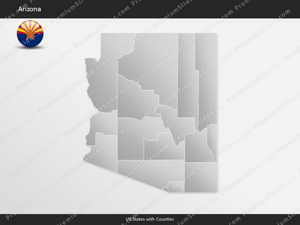 Arizona County Map Template for PowerPoint
