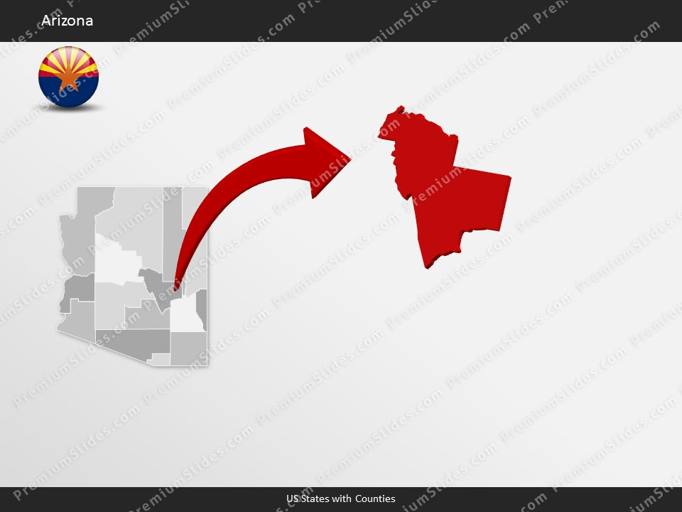 Arizona County Map Template for PowerPoint