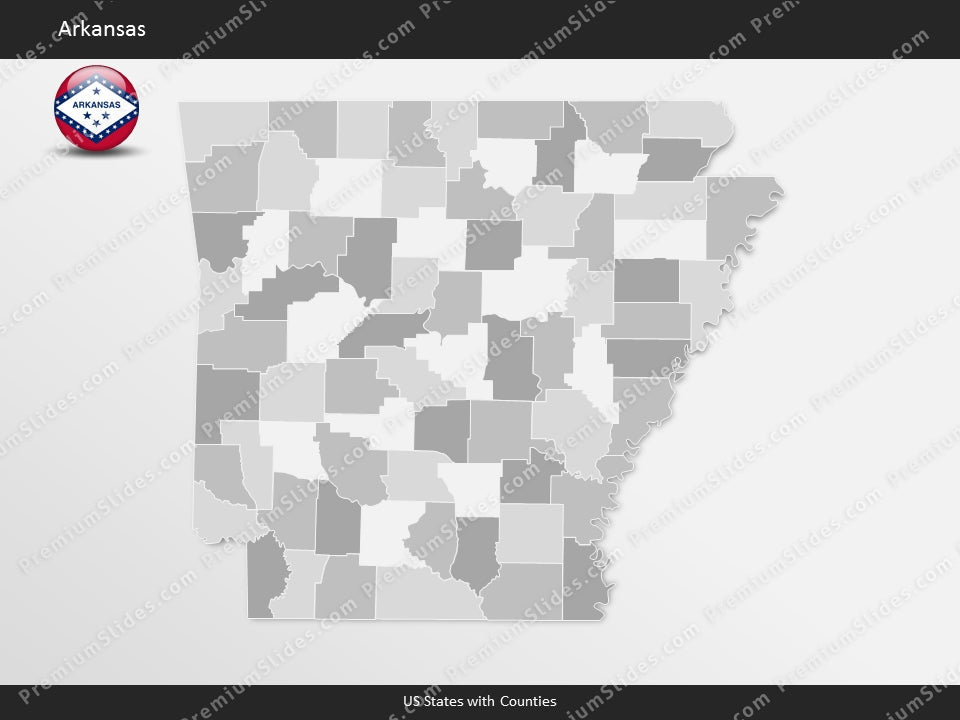 Arkansas County Map Template for PowerPoint