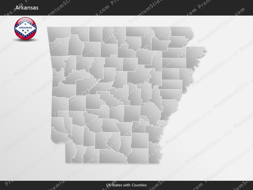 Arkansas County Map Template for PowerPoint