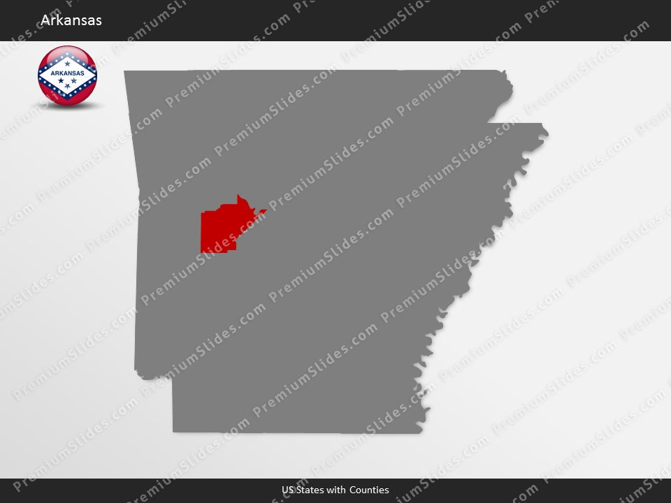 Arkansas County Map Template for PowerPoint