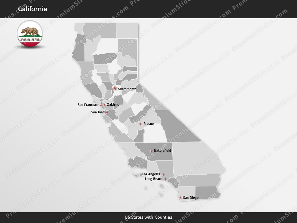 California County Map Template for PowerPoint