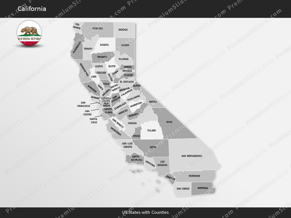 California County Map Template for PowerPoint