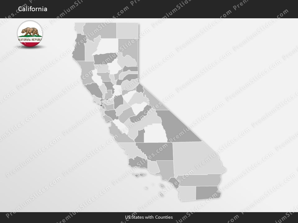 California County Map Template for PowerPoint