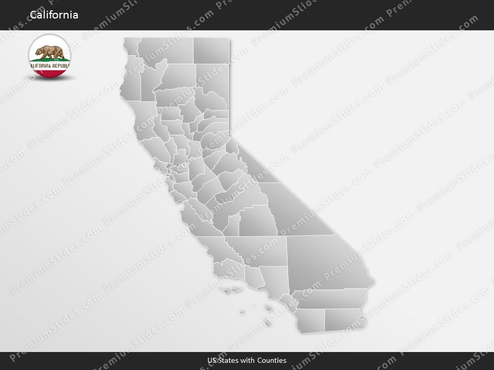 California County Map Template for PowerPoint