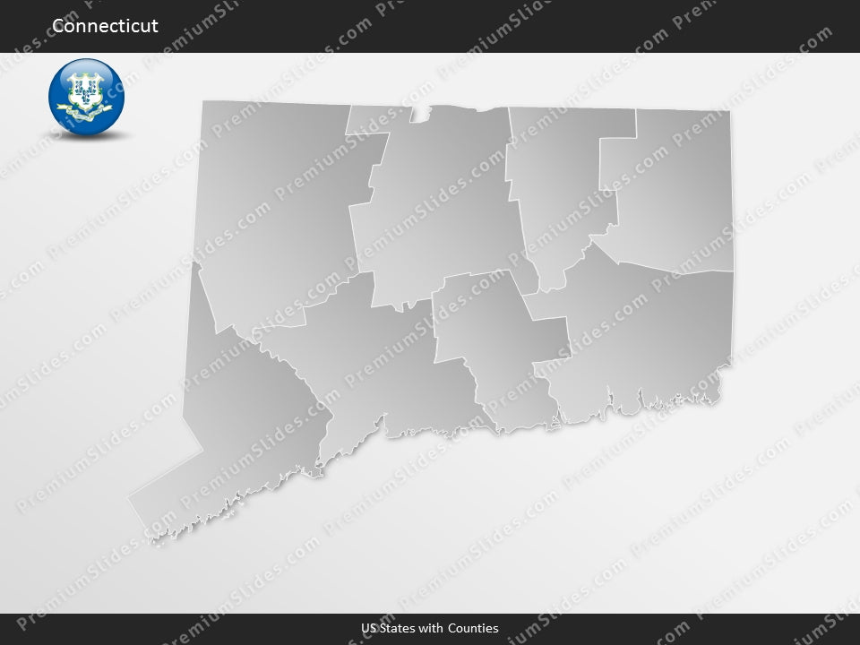 Connecticut County Map Template for PowerPoint