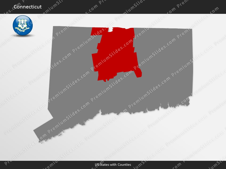 Connecticut County Map Template for PowerPoint