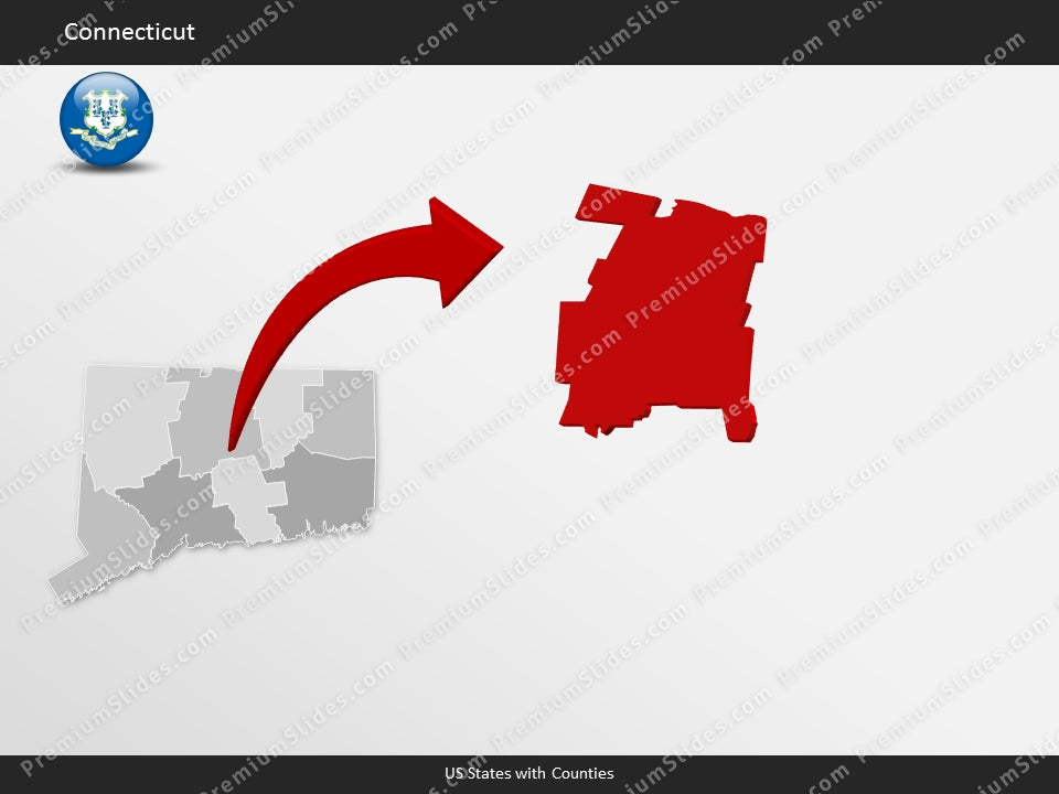 Connecticut County Map Template for PowerPoint