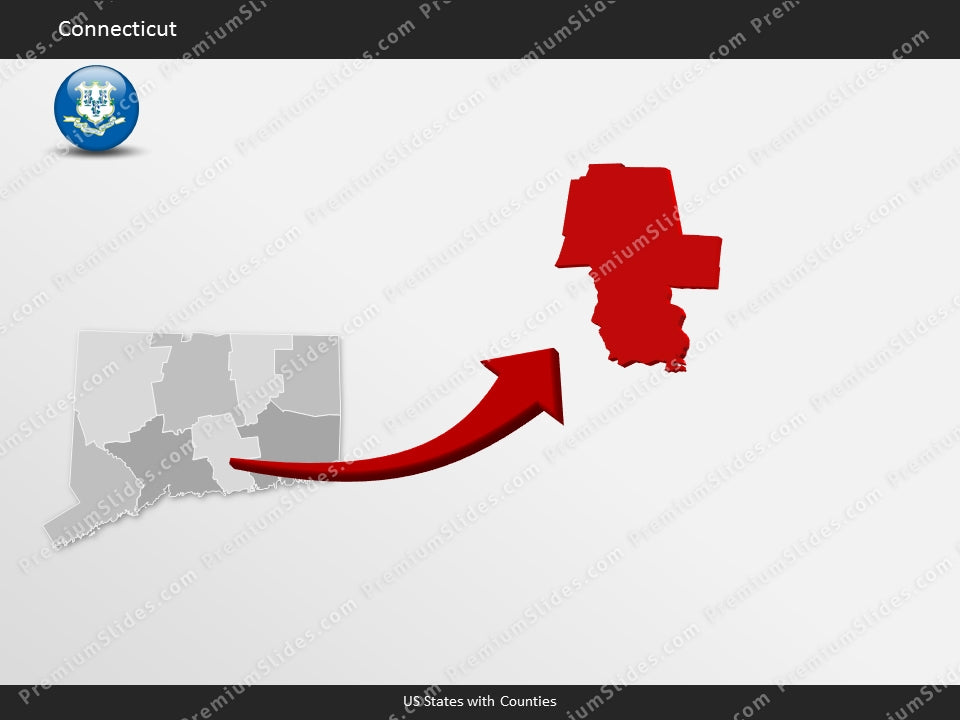 Connecticut County Map Template for PowerPoint