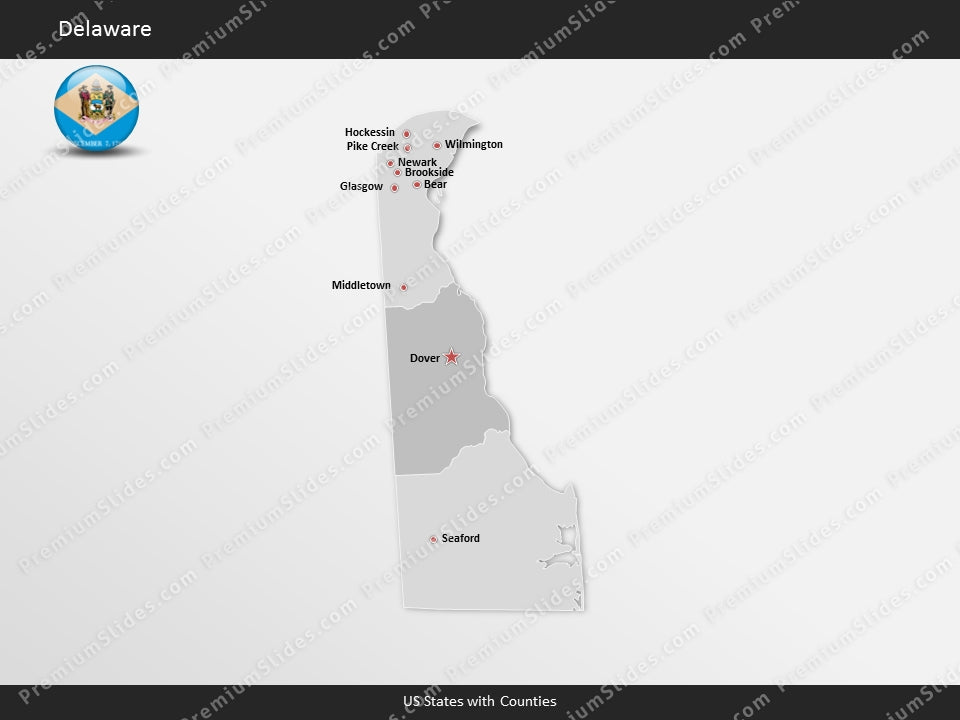 Delaware County Map Template for PowerPoint