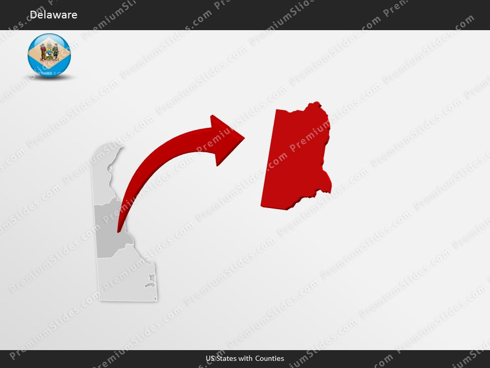 Delaware County Map Template for PowerPoint