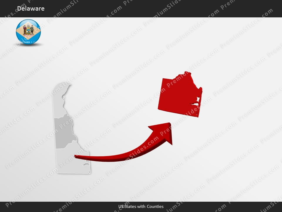 Delaware County Map Template for PowerPoint