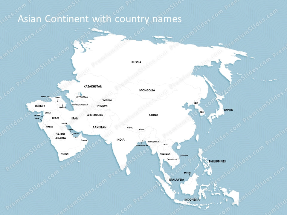 Asia Continent Map - Editable Map of Asia Continent - Template for PowerPoint