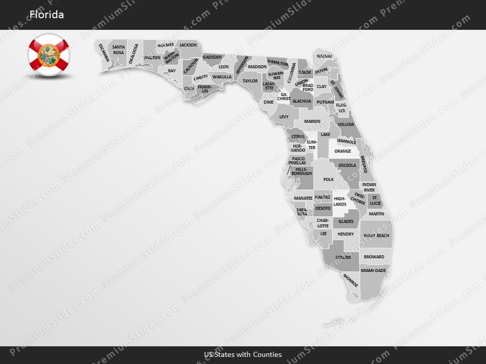 Florida County Map Template for PowerPoint