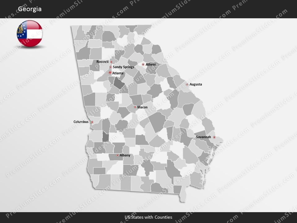 Georgia County Map Template for PowerPoint