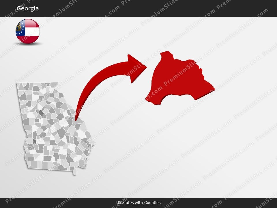 Georgia County Map Template for PowerPoint
