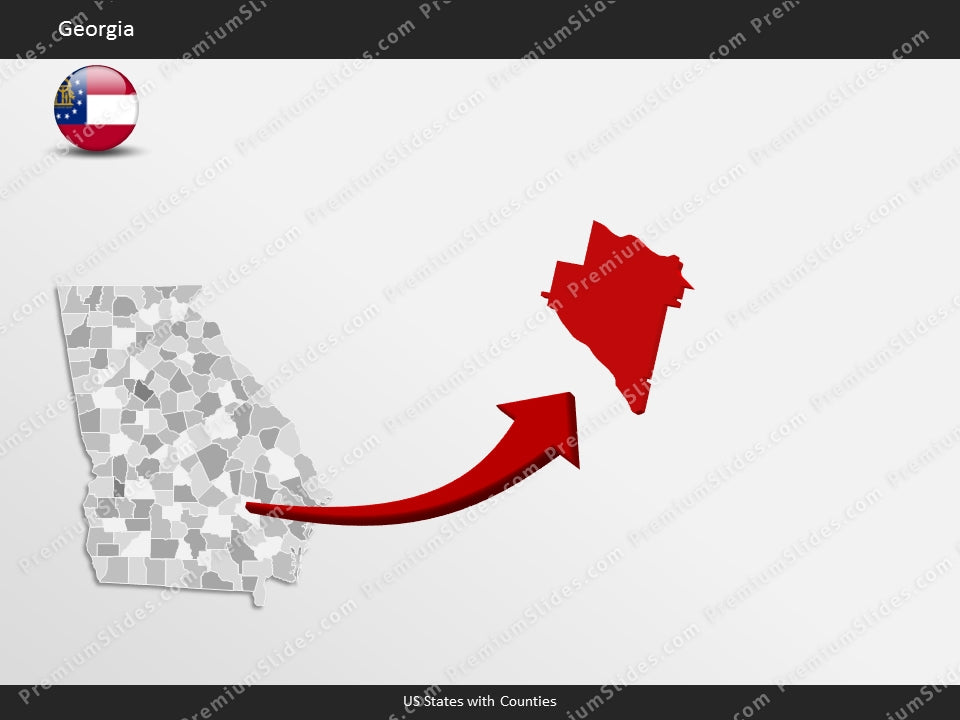 Georgia County Map Template for PowerPoint