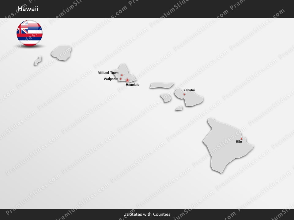 Hawaii County Map Template for PowerPoint