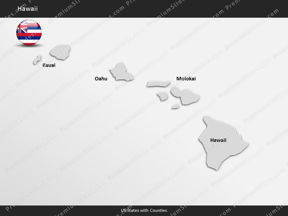 Hawaii County Map Template for PowerPoint