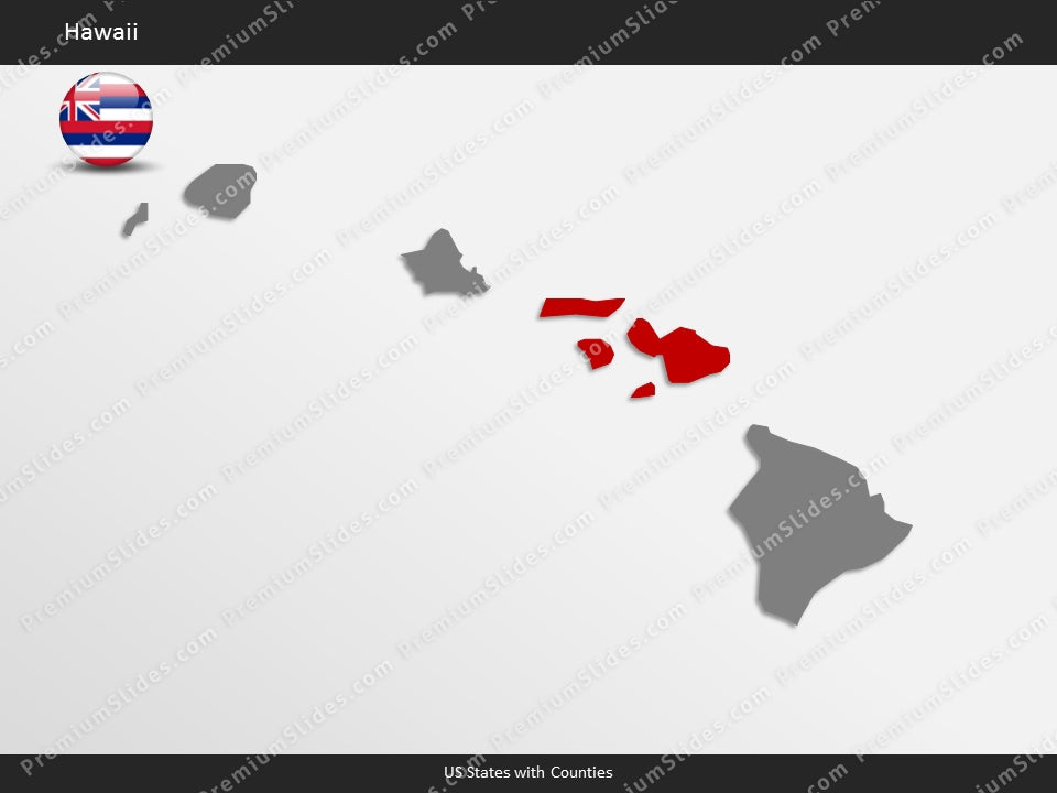 Hawaii County Map Template for PowerPoint