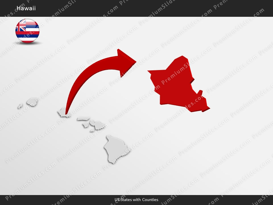 Hawaii County Map Template for PowerPoint