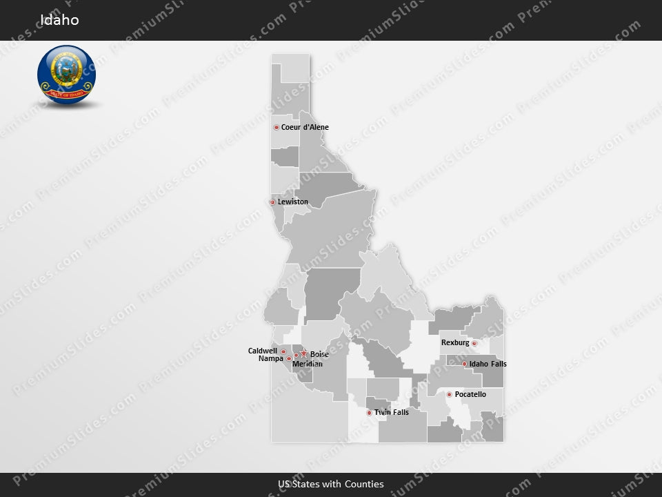 Idaho County Map Template for PowerPoint