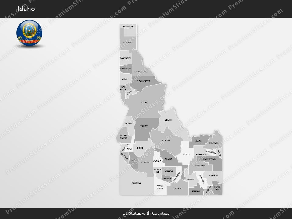 Idaho County Map Template for PowerPoint