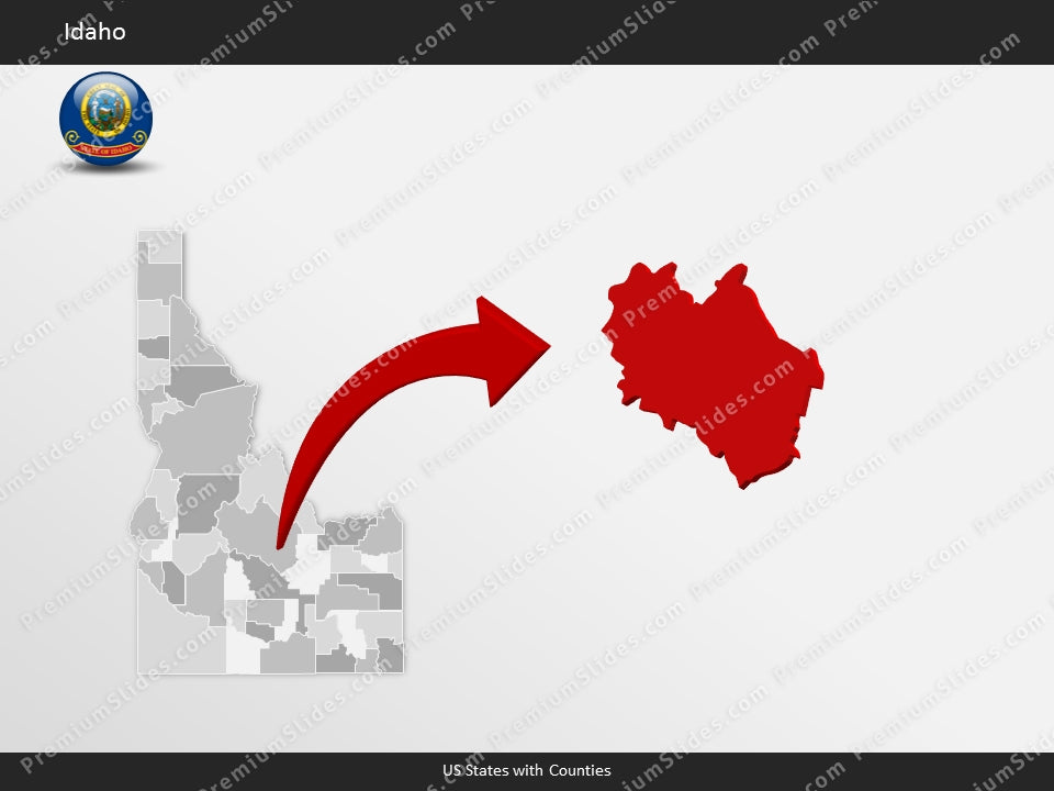 Idaho County Map Template for PowerPoint