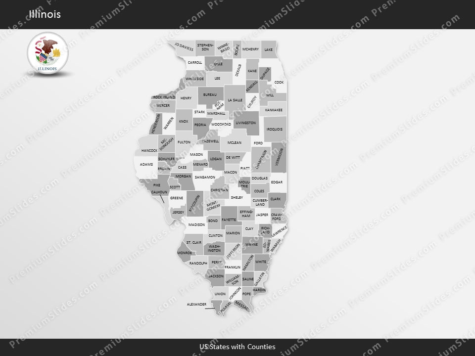 Illinois County Map Template for PowerPoint