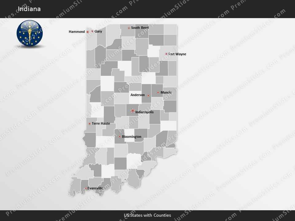 Indiana County Map Template for PowerPoint