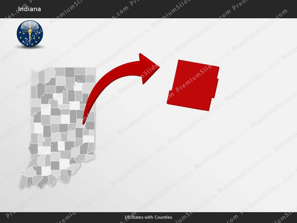 Indiana County Map Template for PowerPoint