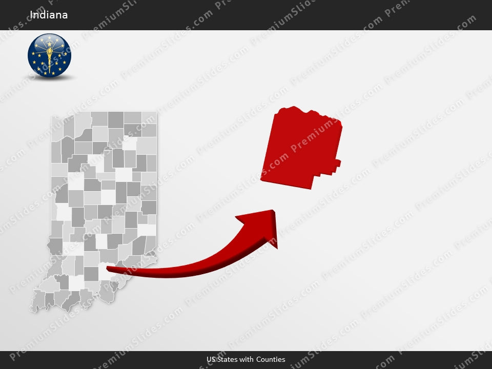 Indiana County Map Template for PowerPoint