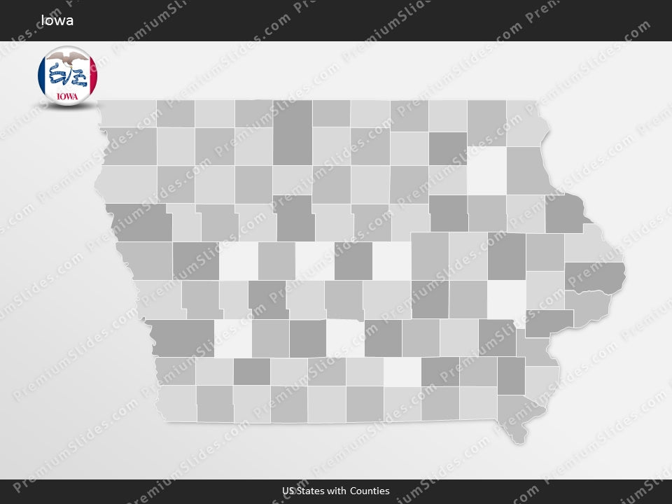 Iowa County Map Template for PowerPoint
