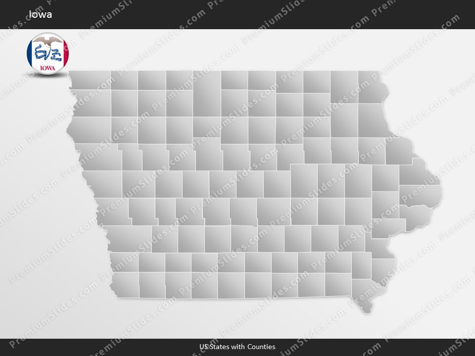 Iowa County Map Template for PowerPoint