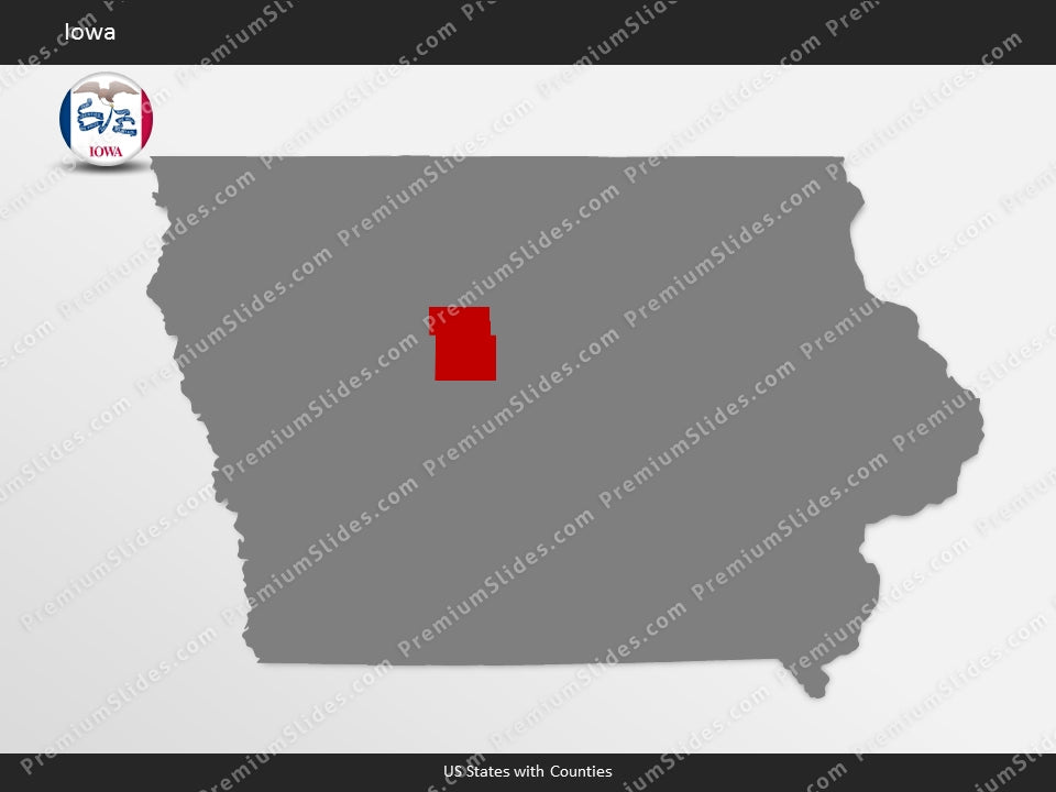 Iowa County Map Template for PowerPoint