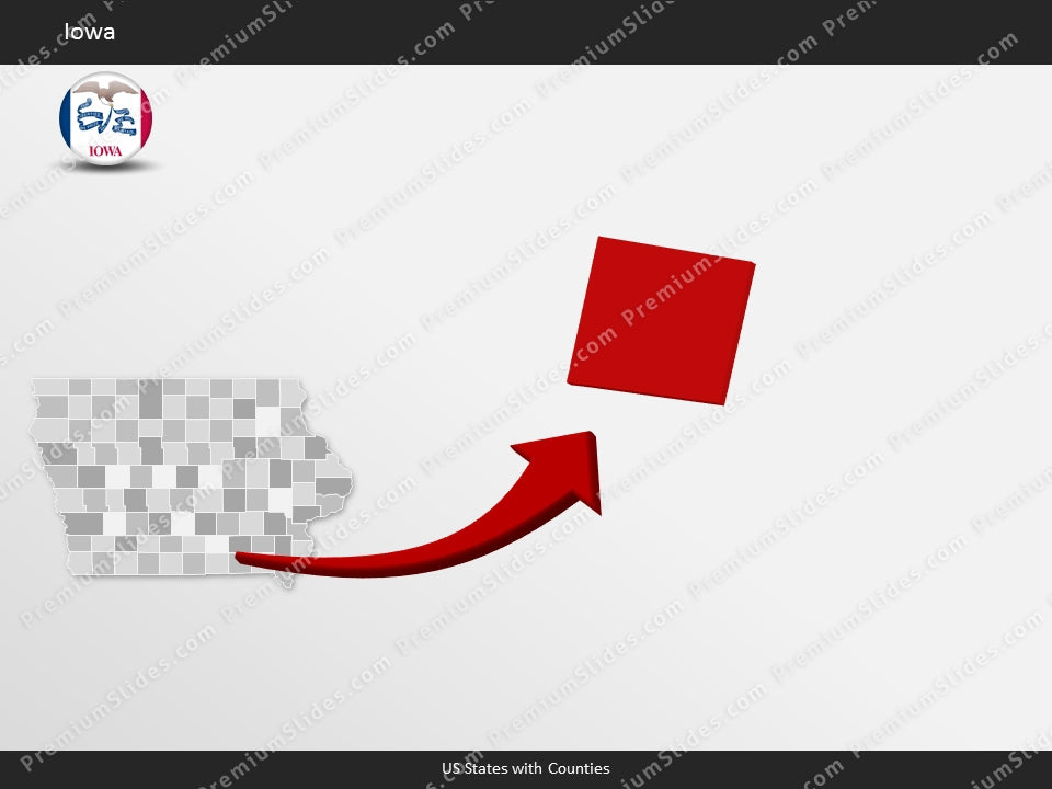 Iowa County Map Template for PowerPoint