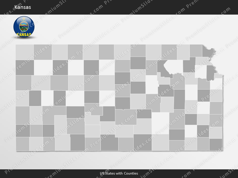 Kansas County Map Template for PowerPoint
