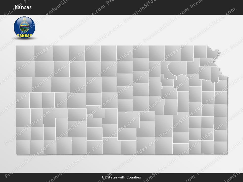 Kansas County Map Template for PowerPoint