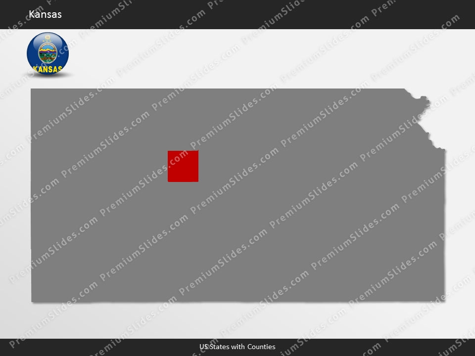 Kansas County Map Template for PowerPoint
