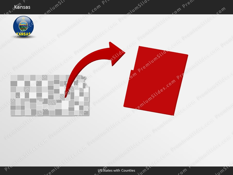 Kansas County Map Template for PowerPoint