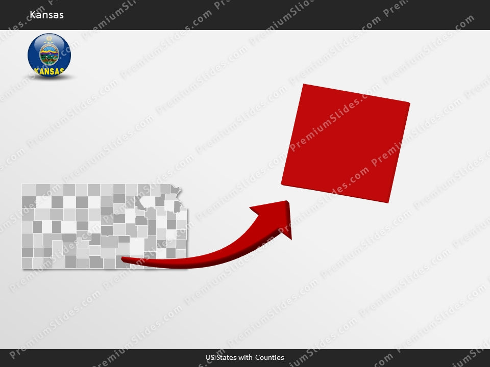 Kansas County Map Template for PowerPoint