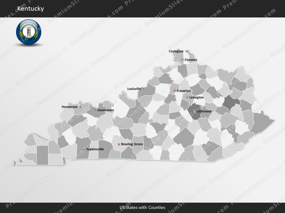 Kentucky County Map Template for PowerPoint